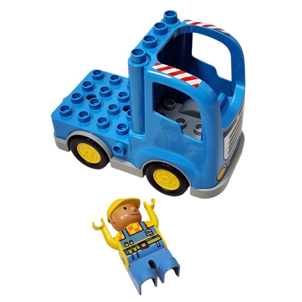 LEGO DUPLO Worker Figure with Blue Construction Truck